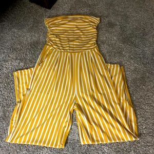 Gold and yellow horizontal striped romper.